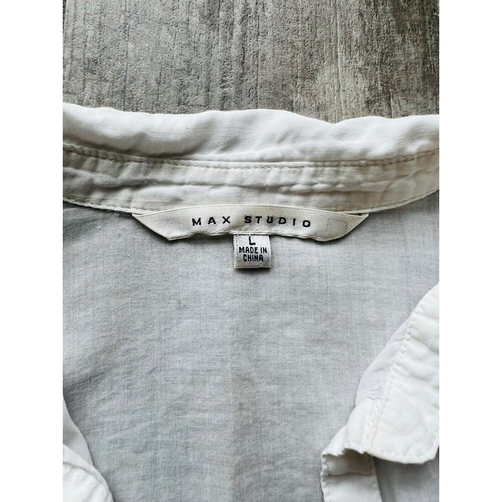 Max Studio Mixed Media Button Down Designer White… - image 7